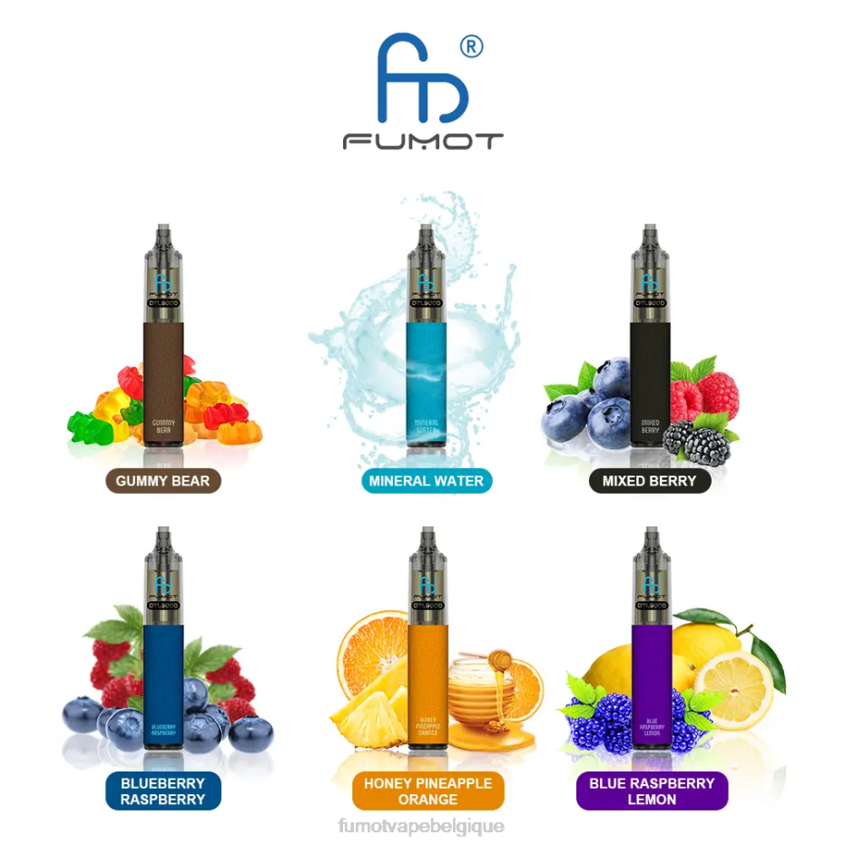 Fumot DTL stylo vape jetable 9000- 18ml (1 pièce) 62HZ380 baies mélangées Fumot vape nicotine