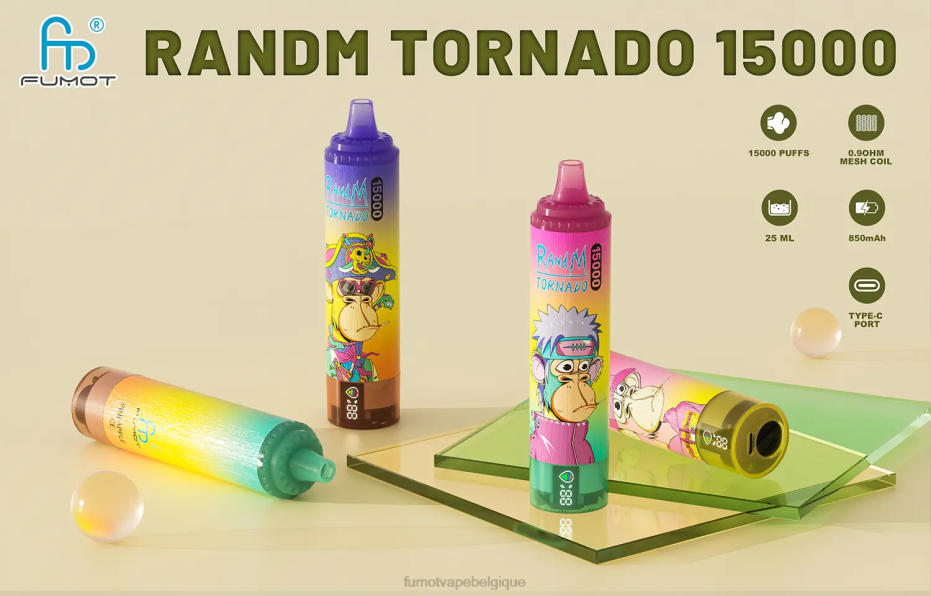 Fumot Tornado 15000 vape jetable 25ml (1 pièce) 62HZ160 limonade aux baies Fumot vape nicotine