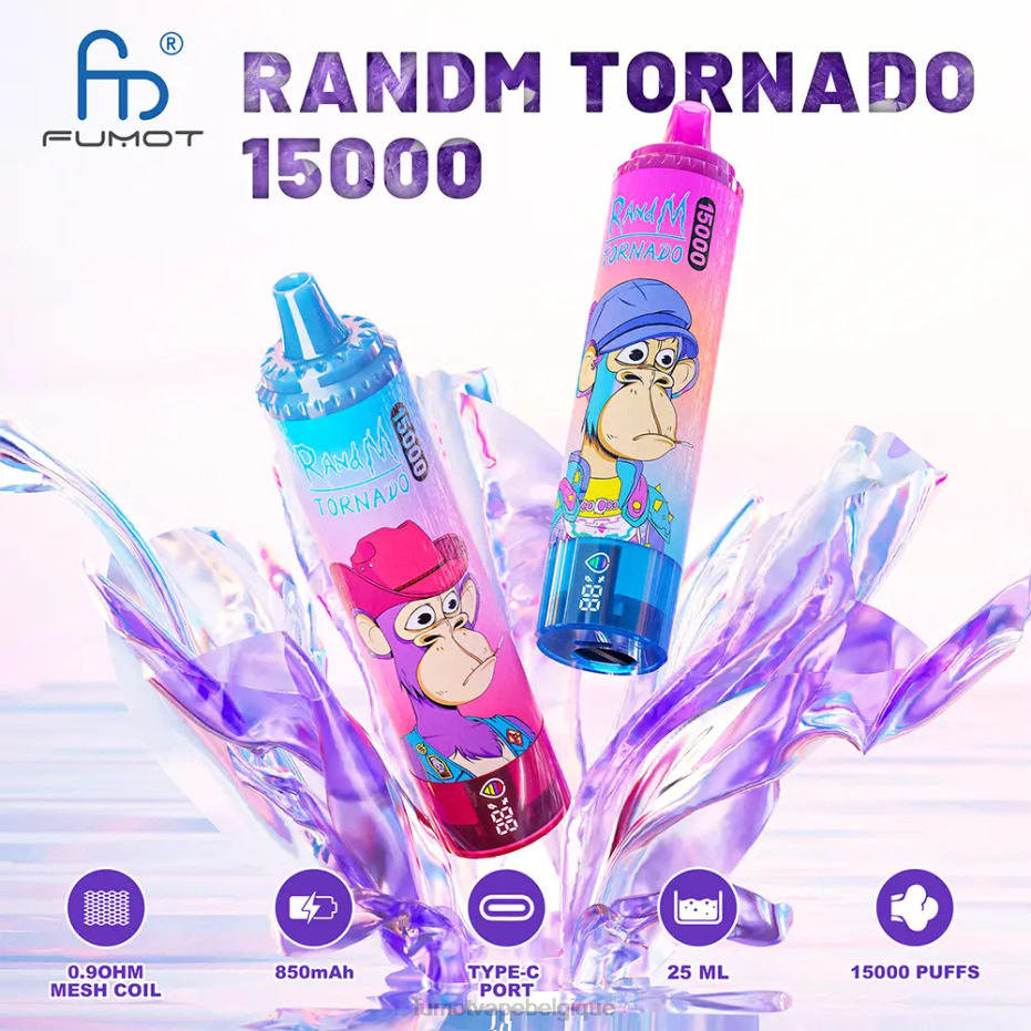 Fumot Tornado 15000 vape jetable - 25ml (1 pièce) 62HZ190 glace à la pastèque Fumot vape nicotine