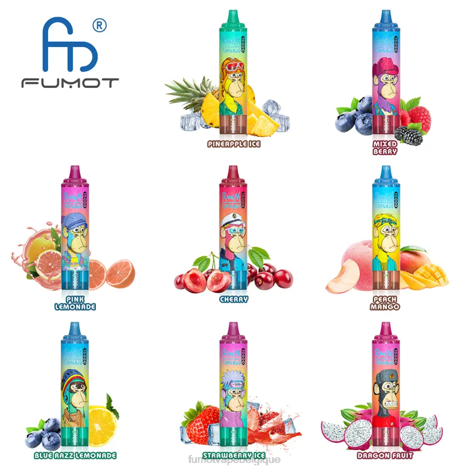 Fumot Tornado 25 ml 15000 vape jetable (1 pièce) 62HZ192 baies mélangées Fumot vape belgique