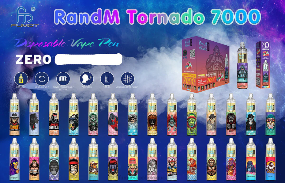 Fumot Tornado Stylo vape jetable 7000 0% - 14 ml (1 pièce) 62HZ548 limonade aux fraises et à la pastèque Fumot vape price