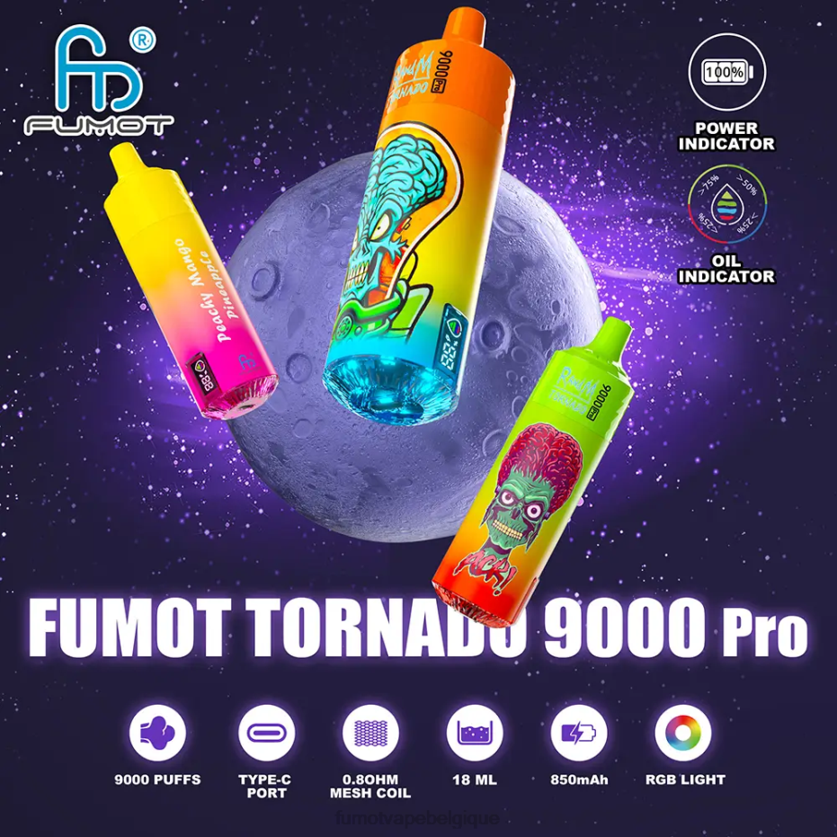 Fumot Tornado Vape jetable 9000 pro - 18 ml (1 pièce) 62HZ200 crème anglaise à la banane Fumot vape nicotine